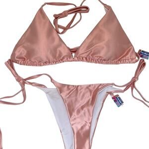 NWT $140 rose gold BIKINI by BOTTOMS UP BIKINIS L
